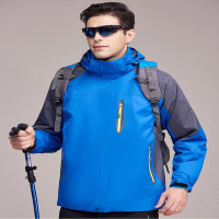 冲锋衣三合一 加绒加 厚滑雪登山两件套 潮牌定制LOGO 蓝色 XXXL