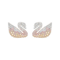 [直营]施华洛世奇(Swarovski) 人造水晶 天鹅耳钉女士Iconic渐变色 欧美风格 送恋人 天鹅耳钉Iconic渐变色