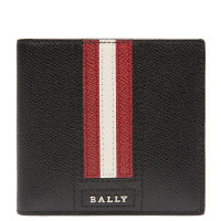 BALLY巴利 TEISEL.LT系列男士真皮条纹短款钱包钱夹男包 黑色黑色条纹TEISEL.LT/230