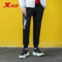 特步(Xtep)男士运动长裤2018秋冬新款加绒保暖时尚针织休闲裤常规型常规款882429639404 黑 S