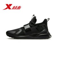 特步(Xtep)男休闲鞋正品2018秋冬新款搭扣设计潮流运动鞋男士中帮882419329522 黑 40