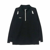 正品Lining李宁儿童足球训练服跑步运动针织长袖上衣套头衫卫衣男 标准黑AYYL026-3 140cm