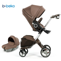 B-BEKO 英国婴儿推车高景观轻便避震可坐可躺折叠可换向婴儿四轮车进口品牌婴儿车 经典版-棕色（单车+睡篮）