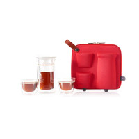 哲品(ZENS) 隔热玻璃茶具套装便携旅行功夫茶壶茶杯整套月影随身装 红色