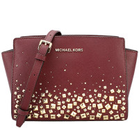 MICHAEL KORS 迈克·科尔斯 MK女包 SELMA STUD系列皮质女士单肩斜挎包 酒红色