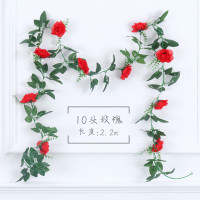 【苏宁自营】仿真玫瑰花藤壁挂假花藤条空调管暖气管装饰室内吊顶
