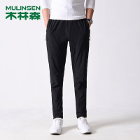 木林森(MULINSEN)男款弹力舒适休闲吸湿速干裤运动长裤 黑色 6XL