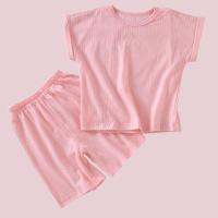 [苏宁自营]宝宝夏装衣服宝宝短袖套装男女童短袖T恤短裤套装2019新款夏薄款 粉色 100cm