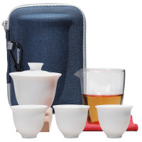博为 旅行茶具套装便携式包快客杯一壶二杯四杯户外旅游泡茶壶盖碗茶杯