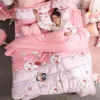 水星家纺 hellokitty全棉儿童四件套女生卡通粉被套 床上用品 花型1 1.8m床