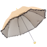 天堂伞 36038E高密聚酯银胶三折蘑菇晴雨伞太阳伞 米黄