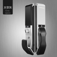 洲明翰源K8指纹锁家用防盗门智能密码门锁木门磁卡电子锁远程全自动 三锁舌 铜 通用型 k8顶配-太空灰 通用型