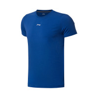 李宁男子短袖文化衫套头修身型圆领运动生活系列短袖运动T恤AHSN319 法瓷蓝 XL