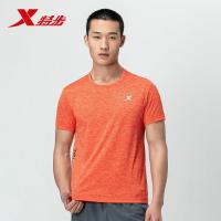 特步男短袖针织衫2019夏季运动跑步健身圆领舒适透气T恤上衣 黄 S