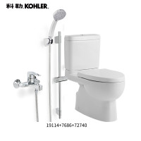科勒KOHLER马桶 星玛龙分体五级旋风座便器 节水静音缓降坐便器K-77033T智能盖板18751套装 19114+7686+72740 305MM