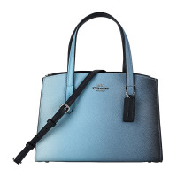 COACH 蔻驰 奢侈品 欧美时尚女士手提包专柜款粉色渐变色人造革手提单肩斜挎包 蓝色渐变色