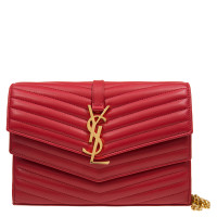 [直营]Yves Saint Laurent(圣罗兰)羊皮包盖式 单肩包斜挎包 信封包链条包 YSL女包 红色556830-0U601-6515