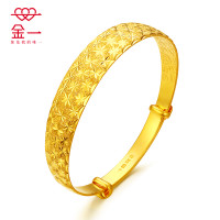 金一 足金999 时尚宽版满天星女士黄金手镯 推拉扣可调大小送女友送妈妈(计价)AAE005 43.16克
