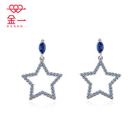 金一 银S925银 简约百搭女士五角星水晶耳饰耳坠 （定价） BGF022 白色 白色