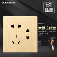 欧奔(EUROB)开关插座86型墙壁家用开关插座面板暗装usb5五孔插座面板多孔 7孔 86型大板拉丝金色开关插座