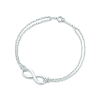 TIFFANY&CO.蒂芙尼 创意Infinity 925银 无限双链 女士手链 送恋人 银色