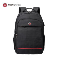 瑞士军刀 (SWISSGEAR) 轻款防水面料 双肩电脑背包 商务电脑背包 SA-7756 黑色