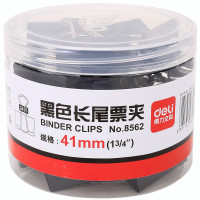 得力(deli) 8562-2# 黑色长尾票夹41mm(筒装)(黑)(24只/筒)