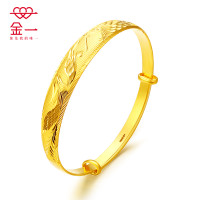 金一足金999拉丝工艺龙凤婚庆女士黄金手镯(计价) AAE018 47.84克