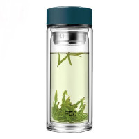 得力 玻璃杯 WFB1020-500 500ml (个)J-男女士带茶隔 便携创意双层泡茶玻璃水杯 500ml透明玻璃杯
