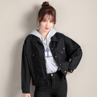 SH苼荟黑色牛仔外套女宽松2019春季新款网红bf韩版薄款上衣长袖短牛仔衣shsy066 黑色 S