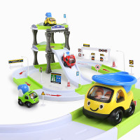 纽奇(Nukied)儿童益智玩具男孩女孩轨道车系列套装玩具模拟场景拼接轨道儿童益智玩具 4只工程车轨道停车场