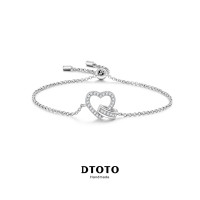 DTOTO 绳结爱心 浪漫女士爱情手链 百搭气质女款首饰 镀白金色