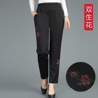 迪鲁奥（DILUAO)老年人女裤宽松大码60-70-80岁奶奶长裤松紧腰妈妈春秋裤子老太太_346 双生花 4XL