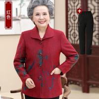 迪鲁奥（DILUAO)轻奢品质妈妈外套喜庆中老年人秋装女奶奶春秋60岁50阔太太洋气新款加大码_512_891 XL建议90-110斤左右详情咨询客服 红色上衣+春秋长裤