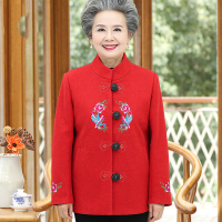 迪鲁奥（DILUAO)高端品质老年装妈妈装人秋装女外套秋老人衣服毛呢奶奶装呢子上衣_805 2170大红色 3XL(建议135-150斤咨询客服有礼物)