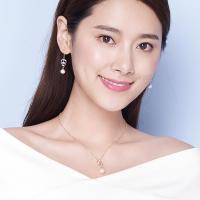 京润珍珠飞扬 #运动 8-9mm近圆形白色淡水珍珠吊坠 丝带 送女友 珠宝宠自己送妈妈 8-9mm送S925银链