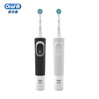 博朗欧乐B（Oralb）电动牙刷 成人2D旋转震动 D100 绅士黑+清纯白