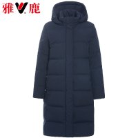 yaloo/雅鹿2019新款冬季羽绒服女中长款韩版时尚宽松简约连帽保暖 藏青色 XL