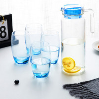 乐美雅鹿特丹壶凝彩创意彩色玻璃杯子家用水杯耐热牛奶杯茶杯 鹿特丹水壶杯子5件套