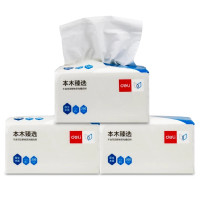 得力（deli）MR2200-01抽取式面巾纸软包装2层200抽餐巾纸卫生纸抽纸 1提\3包 一箱\16提