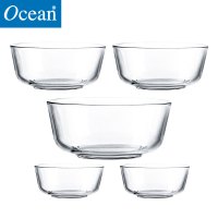 Ocean进口无铅玻璃加厚沙拉碗水果碗耐热米饭碗汤碗面碗大中小5件套