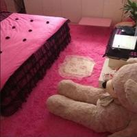 可机洗短毛绒床边地毯卧室床头地毯满铺客厅地板垫茶几家用_5_829_917 1&times;1.1米 浅驼色1