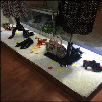 定制鞋店服装店橱窗白毛地毯货架中岛柜台地垫装饰垫定做飘窗阳台_2 定制长毛 酒红色1