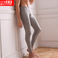 红豆居家(Hodohome)新品男士秋裤男式纯棉简约打底裤舒适保暖裤单条裤 浅麻灰 180/105
