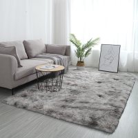 北欧ins客厅茶几地毯卧室满铺网红扎染床边长毛毯可定制_2 80CM×160M 星云灰