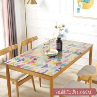 北欧桌布PVC防水防烫防油免洗餐桌垫家用长方形软塑料玻璃水晶板_1_617 70*140cm 1.0mm拉丝三角