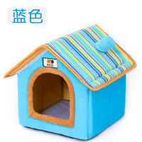 宠物室内别墅狗屋狗舍猫房子冬季保暖狗狗的窝可拆洗冬屋法斗_1 S码-【五斤以内宠物】 天蓝色