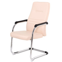卓澳(ZHUOAO)办公椅电脑椅职员椅会议椅皮质弓形椅会客椅 米色