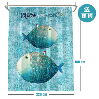 ins北欧浴帘浴室防水布淋浴房隔断挂帘加厚防霉卫生间套装免打孔_3 默认尺寸 大鱼小房子浴帘宽220高180cm送钩