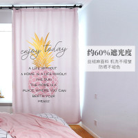 北欧风格ins窗帘布菠萝粉色少女心卧室网红公主风客厅成品半遮光_1 一米纯布料（不含加工） 少女粉菠萝窗帘B款